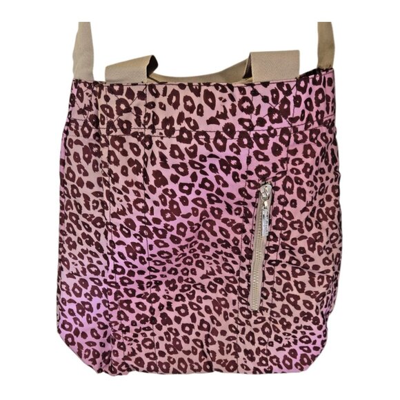 Bath & Body Works Leopard Print Crossbody Tote & Cosmetics Bag Pink Brown - Picture 1 of 9